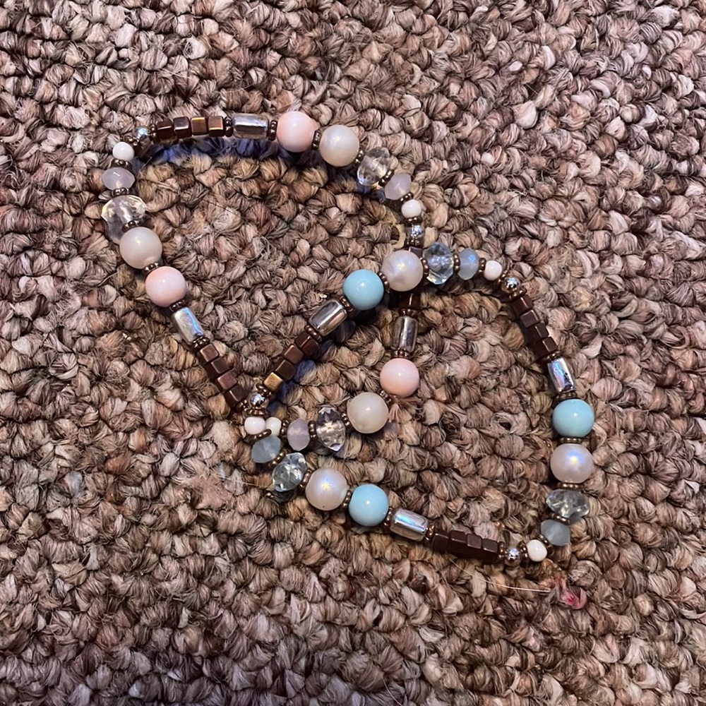 beaded matching blue and pink bracelets